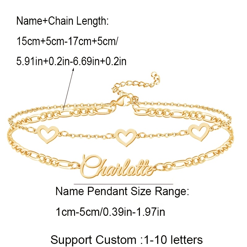 Personalized Double Chain Name Bracelet for Women & Men, Custom Engraved